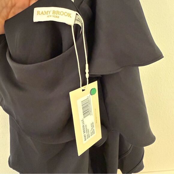 Ramy Brook Brittany Black Tiered T Back Sleeveless Women's Top Large NWT - Picture 10 of 12